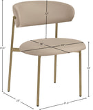 Lupita Dining Chairs Set of 2 - Elegant Vegan Leather with Brushed Gold Frame for Upscale Dining