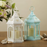 Led Blue Hexagon Distressed Lantern (Set of 2)