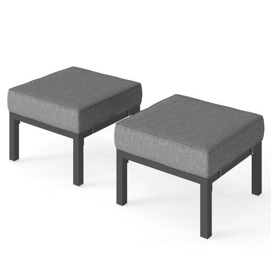 Outdoor Footstools Patio Ottoman Set of 2, Aluminum All-Weat