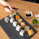 Pakkawood Chopsticks with Ceramic Rests & Sauce Bowls Set
