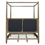 Upholstered Headboard Canopy Bed Brown, Queen *