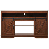 Barn Door Tv Stand 65" - Farmhouse Media Console, 5 Shelves