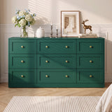 9-Drawer Dresser with Gold Knobs, 4 Colors