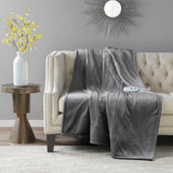 Heated 50x60" Plush Electric Throw Blanket, Grey