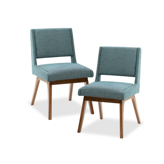 [Set of 2] Mid-Century Open Back Dining Chairs, Blue