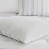 6 Piece Cotton Jacquard Oversized Comforter Set, White/Blue