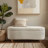 48"W Boucle Flip Top Storage Bench, Cream
