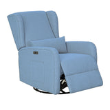 3-in-1 Wingback Swivel Chair Power Recliner, Light Blue