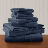 Antibacterial Spa-Like 8-Piece Bathroom Towel Set, Navy
