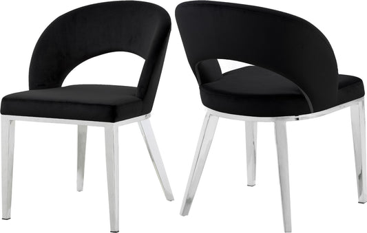 Roberto Contemporary Dining Chair - Elegant Velvet Upholstered Design with Stylish Iron Legs