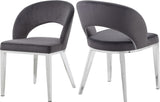 Roberto Contemporary Dining Chair - Elegant Velvet Upholstered Design with Stylish Iron Legs