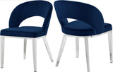 Roberto Contemporary Dining Chair - Elegant Velvet Upholstered Design with Stylish Iron Legs