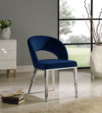 Roberto Contemporary Dining Chair - Elegant Velvet Upholstered Design with Stylish Iron Legs