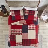 3 Piece Plaid Oversized Cotton Quilt Mini Set, Red