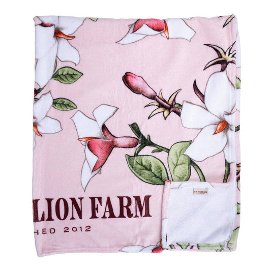 Pink Jasmine Joy Throw Blanket with Leather Holder