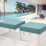 2 Pieces Patio Furniture Outdoor Ottomans
