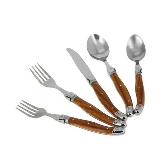 Laguiole 20pc Flatware Set, Wood Grain