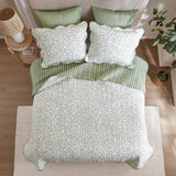 3 Piece Botanical Print Quilt Set, Sage Green