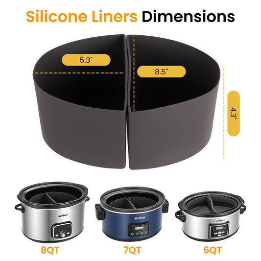 2 in 1 Silicone Slow Cooker Liners Fit For Crock Pots 6 Qt