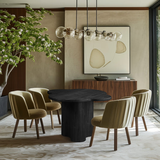 Mesa Dining Table - Elegant Clover-Shaped Design with Ash Veneer for Modern Home Décor Enhancement