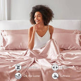 Luxury Satin 6-Piece Sheet Set, Blush Pink