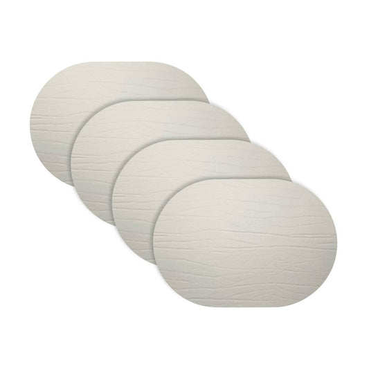 Strata Leather Silver Placemat - Oval 13.3x16.5"- Set of 4
