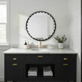 Santosh Round Glossy Black Scalloped Mirror