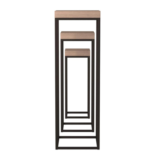 Wood & Metal Pedestals - Set of 3
