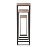 Wood & Metal Pedestals - Set of 3