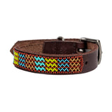 Jabulani Beaded Leather 14" Dog Collar - Mountain Stream