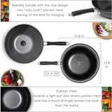 Moss & Stone 5-Piece 12-Inch Carbon Steel Wok Set