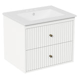 24'' Bathroom Vanity with Sink, 2 Fluted Drawers