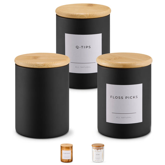 Kook Mini Glass Apothecary Jars with Bamboo Lids