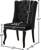 Suri Velvet Dining Chairs - Elegant High Back Design with Chrome Nailheads and Timeless Wood Legs
