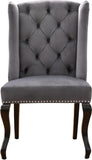 Suri Velvet Dining Chairs - Elegant High Back Design with Chrome Nailheads and Timeless Wood Legs