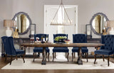 Suri Velvet Dining Chairs - Elegant High Back Design with Chrome Nailheads and Timeless Wood Legs