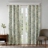 Botanical Blackout Window Curtain, Aqua Blue