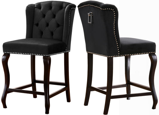 Suri Contemporary Stool Set of 2 - Plush Upholstery and Stylish Espresso Wood Legs for Comfort