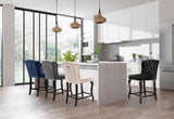 Suri Contemporary Stool Set of 2 - Plush Upholstery and Stylish Espresso Wood Legs for Comfort