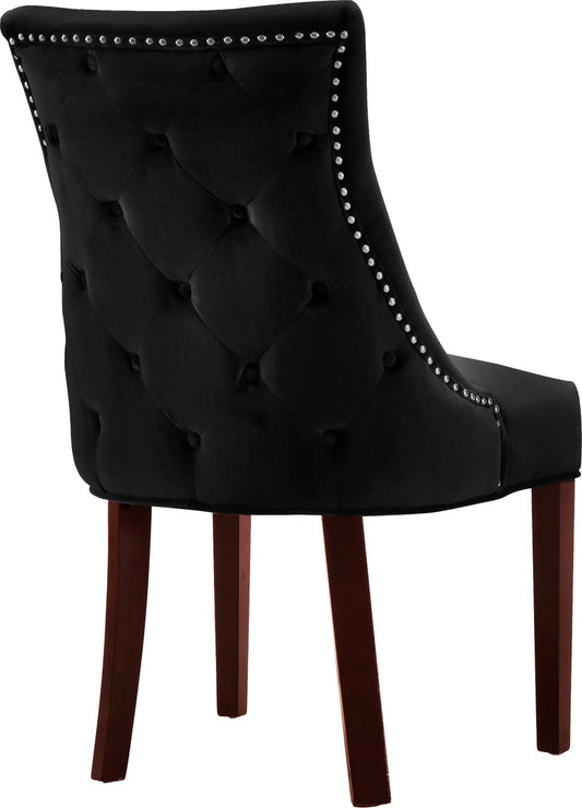 Hannah Velvet Dining Chair Set - Luxurious Deep Tufted Design with Chrome Nailheads & Cherry Legs