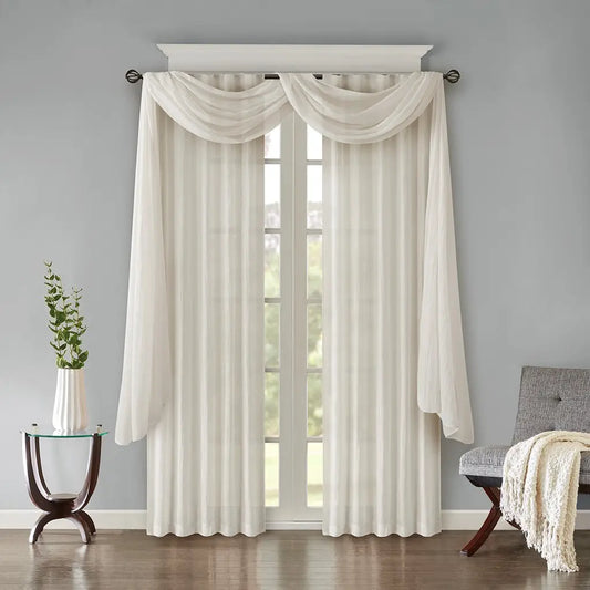 Wholesale Crushed Sheer Window Panel Pair (2), White