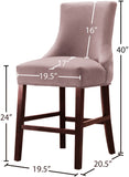 Hannah Elegant Contemporary Stool Set of 2 with Plush Upholstery and Stylish Cherry Wood Legs
