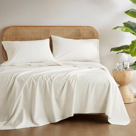 Wholesale 4-Piece 144TC 100% Cotton Solid Sheet Set, Ivory