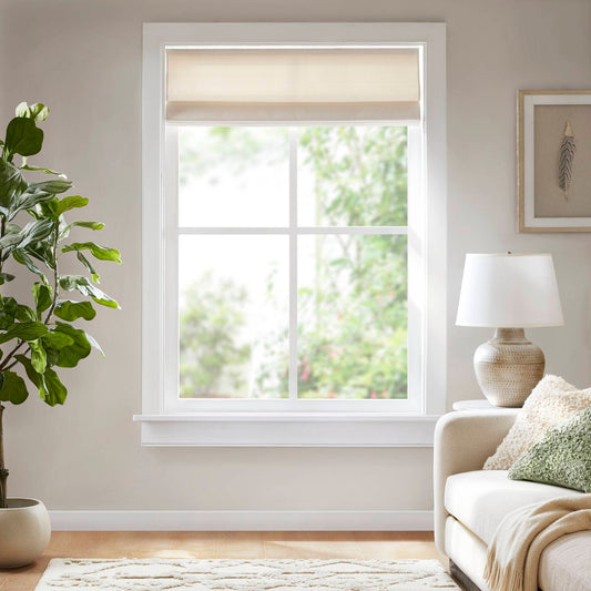 Matte Solid Room Darkening Cordless Roman Blind, Ivory