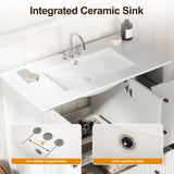 36'' Bathroom Vanity with Sink, Doors and Fluted Drawers
