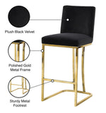 Heidi Contemporary Stool - Luxurious Velvet Upholstered Design with Polished Metal Base for Dining