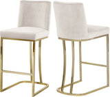 Heidi Contemporary Stool - Luxurious Velvet Upholstered Design with Polished Metal Base for Dining