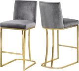 Heidi Contemporary Stool - Luxurious Velvet Upholstered Design with Polished Metal Base for Dining