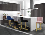 Heidi Contemporary Stool - Luxurious Velvet Upholstered Design with Polished Metal Base for Dining