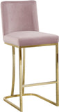Heidi Contemporary Stool - Luxurious Velvet Upholstered Design with Polished Metal Base for Dining